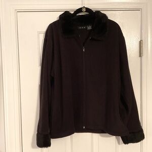 MHD Black Zip-Up Jacket with Faux Fur Trim Size XL